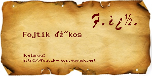 Fojtik Ákos névjegykártya